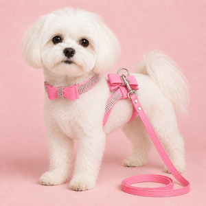 PINK CRYSTAL BOW HARNESS & LEAD SET