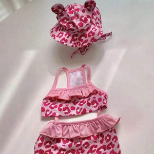 LEOPARD PRINT BIKINI AND HAT SET