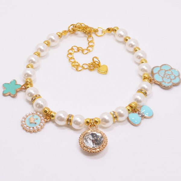 PET PEARL BOW COLLAR NECKLACE